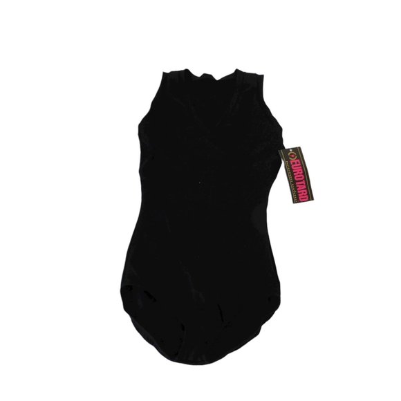 Eurotard Tops - NEW Eurotard Sleeveless Faux Wrap Leotard Size XL 14-16 Black 33794